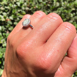 Vintage Style Oval Natural Stone Flower Ring