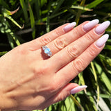 Three Stone Oval Natural Stone Wedding Ring