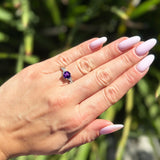 Art Deco Round Natural Stone Leaf Style Ring