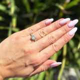 Art Deco Round Natural Stone Leaf Style Ring