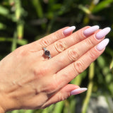 Art Deco Round Natural Stone Leaf Style Ring