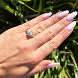 Art Deco Round Natural Stone Flower Ring