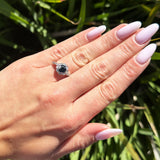 Art Deco Round Natural Stone Flower Ring