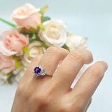 Flower Trillium Round Natural Stone Ring