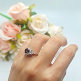 Flower Trillium Round Natural Stone Ring