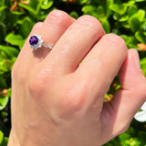 Art Deco Round Natural Stone Flower Ring