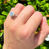 Art Deco Round Natural Stone Flower Ring