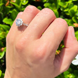 Art Deco Round Natural Stone Flower Ring