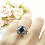 Vintage Style Round Natural Stone Cocktail Ring