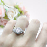 Oval Natural Stone Halo Ring