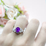 Oval Natural Stone Halo Ring