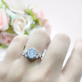 Oval Natural Stone Halo Ring