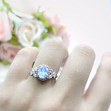 Oval Natural Stone Halo Ring