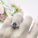 Oval Natural Stone Halo Ring