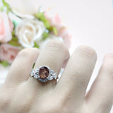 Oval Natural Stone Halo Ring