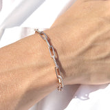 7 In Long Paperclip Link Chain 4mm Interlocking Bracelet 925 Sterling Silver