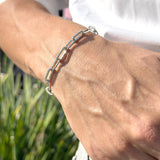 7 In Long Paperclip Link Chain 4mm Interlocking Bracelet 925 Sterling Silver