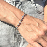 7 In Long Paperclip Link Chain 4mm Interlocking Bracelet 925 Sterling Silver