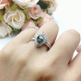 Two Piece Pear Teardrop Natural Stone Ring