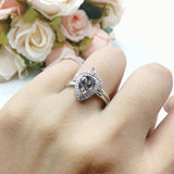Two Piece Pear Teardrop Natural Stone Ring