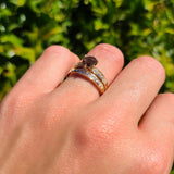 Two Piece Round Natural Chocolate Smoky Quartz Cathedral Ring