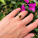 Marquise Lab Created Black Opal Solitaire Gold Ring