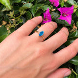 Marquise Blue Topaz CZ Solitaire Gold Ring