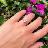 Marquise Pink CZ Solitaire Gold Ring