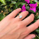 Marquise Lab Created White Opal Solitaire Gold Ring