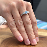 Three Stone Round Gold Ring