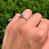 Round Blue Topaz CZ Solitaire Gold Ring