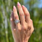 Two Piece Round Halo Split Shank Bridal Gold Ring