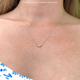 Three Stone Diamond  Necklace 14K Gold 0.13ct