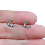 Crescent Moon & Star Stud Earrings