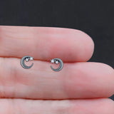 Crescent Moon & Star Stud Earrings