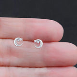 Crescent Moon & Star Stud Earrings