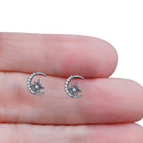 Moon & Star CZ Stud Earring