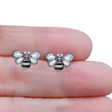 Bee Stud Earring 11.8mm Pear Cubic Zirconia 925 Sterling Silver