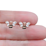 Bee Stud Earring 11.8mm Pear Cubic Zirconia 925 Sterling Silver