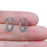 Round 20mm Multicolor Cubic Zirconia Huggie Hoop Earrings 925 Sterling Silver