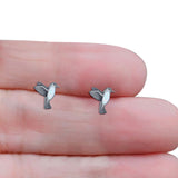Hummingbird Stud Earring Lab Created Opal 925 Sterling Silver