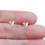 Hummingbird Stud Earring Lab Created Opal 925 Sterling Silver