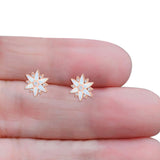 Flower Stud Earring 11mm Floral Lab Created Opal 925 Sterling Silver