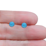 Round 7mm Lab Created Opal Solitaire Stud Earring 925 Sterling Silver