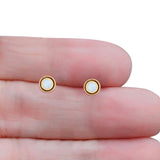 Minimalist 6.8mm Lab Created Opal Bali Stud Earring  925 Sterling Silver