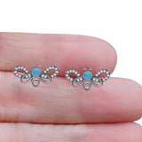 Bee Butterfly Stud Earring Lab Created Opal Push Back 925 Sterling Silver