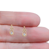 Round 19.7mm Lab Created Opal Celtic Knot Heart Fishhook Earring 925 Sterling Silver
