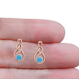 Round 21.5mm Twisted Loop Drop Fishhook Earring Oxidized Lab Created Opal 925 Sterling Silver