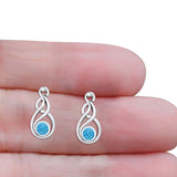Round 21.5mm Twisted Loop Drop Fishhook Earring Oxidized Lab Created Opal 925 Sterling Silver