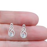 Round 21.5mm Twisted Loop Drop Fishhook Earring Oxidized Lab Created Opal 925 Sterling Silver